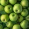 Fruity morning scene Green apples with dew drops close up