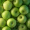 Fruity morning scene Green apples with dew drops close up