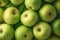 Fruity morning scene Green apples with dew drops close up