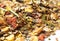 Fruity natural sportive muesli background. for horse. close up