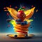 A fruity pancake dish inspired by the vibrant and energetic style of artist Mike Campau