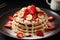 Fruity Pancakes banana honey strawberry. Generate Ai