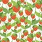 Fruity Strawberry texture. Vector seamless pattern of red berrie