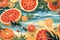 Fruity summer beach background abstract print, Vector, Summer vibes, Summertime vacation
