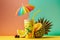 fruity summer cocktail with pineapple and umbrella Generative AI