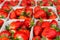 Fruity sweet red strawberries at a fruit and vegetable market