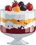 Fruity Trifle Delight: Simple and Minimalist Cartoon-style Illustration of a Refreshing Treat