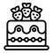 Fruity wedding cake icon outline vector. Strawberry creamy dessert
