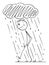 Frustrated Angry Person Walking in Personal Rain With Small Storm Cloud Above Head , Vector Cartoon Stick Figure