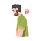Frustrated Bearded Man with Broken Heart Feeling Agony Because of Unhappy Love Vector Illustration