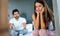 Frustrated couple arguing and having marriage problems