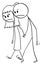 Frustrated Couple of Man and Woman with Problem, Vector Cartoon Stick Figure Illustration