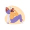 Frustrated, depressed mom, problems of motherhood. Exhausted women tired of routine.Hard parenting flat illustration