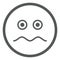 Frustrated face. Round line emoji. Unhappy expression