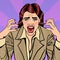 Frustrated Stressed Business Woman Screaming. Pop Art