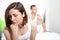 Frustrated woman experiencing intimacy problems