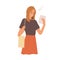 Frustrated woman looking at screen of tablet having negative emotion vector flat illustration. Female with handbag