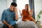 Frustrated young couple arguing and having marriage problems. Divorce conflict people concept