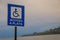 FRUTILLAR, CHILE - SEPTEMBER, 23, 2018: Outdoor view of informative sign of access to the beach for disabled people