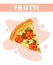 Frutti Pizza Slice Closeup Cartoon Illustration