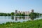 Fryazino Russia city, river and park blue sky