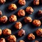 Fryed meatballs on black slate background - seamless food pattern