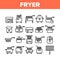 Fryer Electronic Tool Collection Icons Set Vector