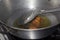 Frying pakode in pan with oil, very popular street food in India.famous indian food, Selective focus on subject