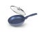 Frying pan blue color with iron and glass open  lid