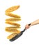 Frying pan with flying pancakes