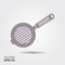 Frying pan icon. Drop shadow pictogram. Isolated skillet black illustration. Frying pan logo concept