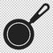 Frying pan icon in flat style. Cooking pan illustration on isolated transparent background. Skillet kitchen equipment business co