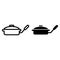 Frying pan with lid line and glyph icon. Griddle vector illustration isolated on white. Kitchenware outline style design