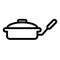 Frying pan with lid line icon. Griddle vector illustration isolated on white. Kitchenware outline style design, designed