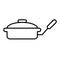 Frying pan with lid thin line icon. Griddle vector illustration isolated on white. Kitchenware outline style design