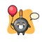 Frying pan mascot illustration is playing balloon