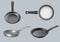 Frying pan. Realistic kitchen utensil for preparing fry products for dinner or breakfast decent vector templates