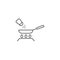 Frying pan and salt vector icon symbol isoalted on white background