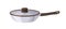 Frying pan, skillet with handle and cover. Aluminum metal frypan. Steel kitchen appliance closed with glass lid, cap