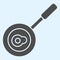 Frying pan solid icon. Plate with handle, cooking pan and cooked roast egg. Home-style kitchen vector design concept