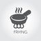 Frying pan with steam on lit burner icon.