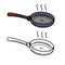 Frying pan vector illustration with hand drawn style