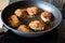 Frying of russian Kotleta minced steaks in pan