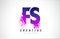 FS F S Purple Letter Logo Design with Liquid Effect Flowing
