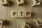 Ftp - file transfer protocol word from wooden blocks