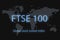 FTSE 100 Global stock market index. With a dark background and a world map. Graphic concept for your design