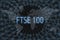 FTSE 100 Global stock market index. With a dark background and a world map. Graphic concept for your design
