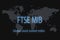 FTSE MIB Global stock market index. With a dark background and a world map. Graphic concept for your design