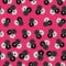 Fuchsia, black and white multi flowers repeat pattern print background design