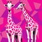 Fuchsia Giraffes: A Vibrant Digital Op Art Wall Art